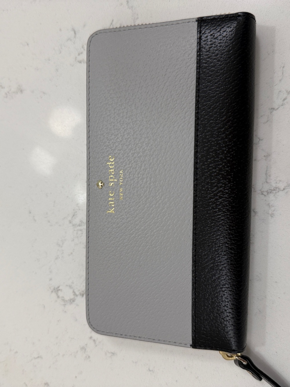 kate spade Gray and Black Leather Zip Wallet